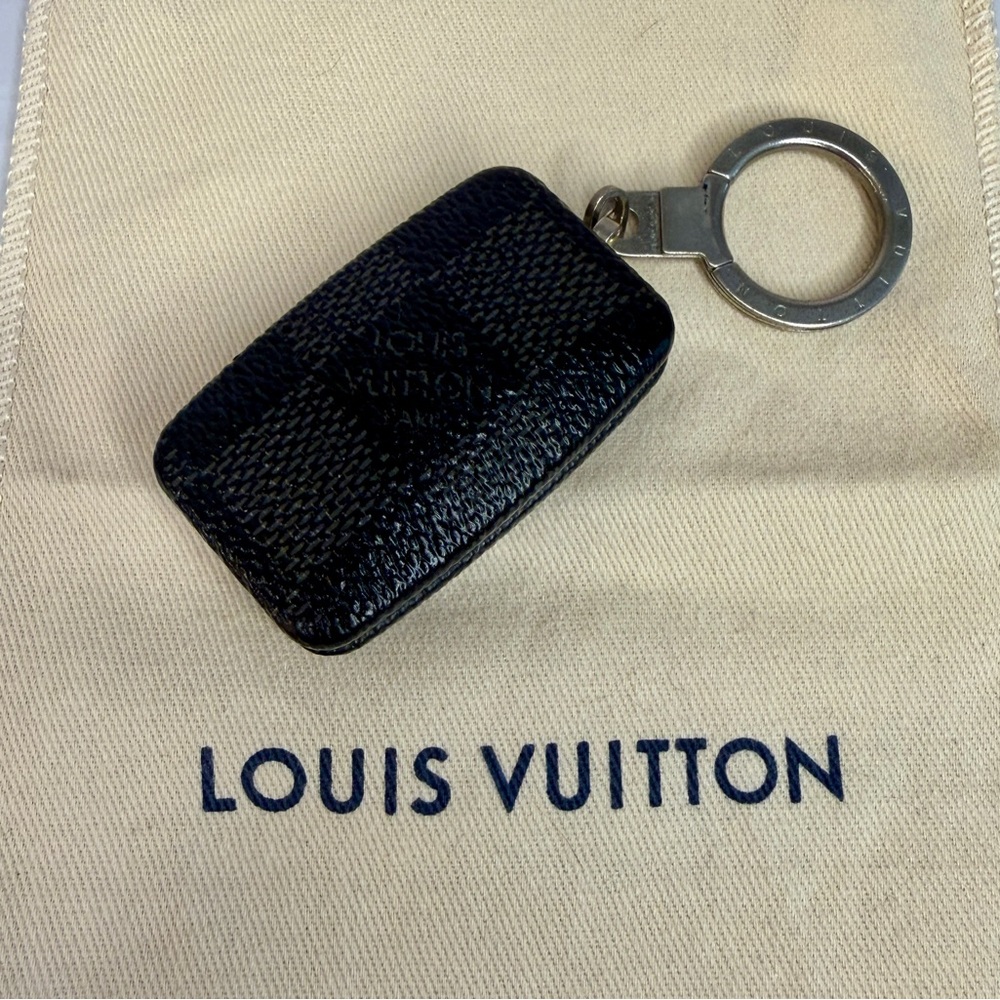 Louis Vuitton Damier Graphite Push Button Flashlight Keychain | Authentic